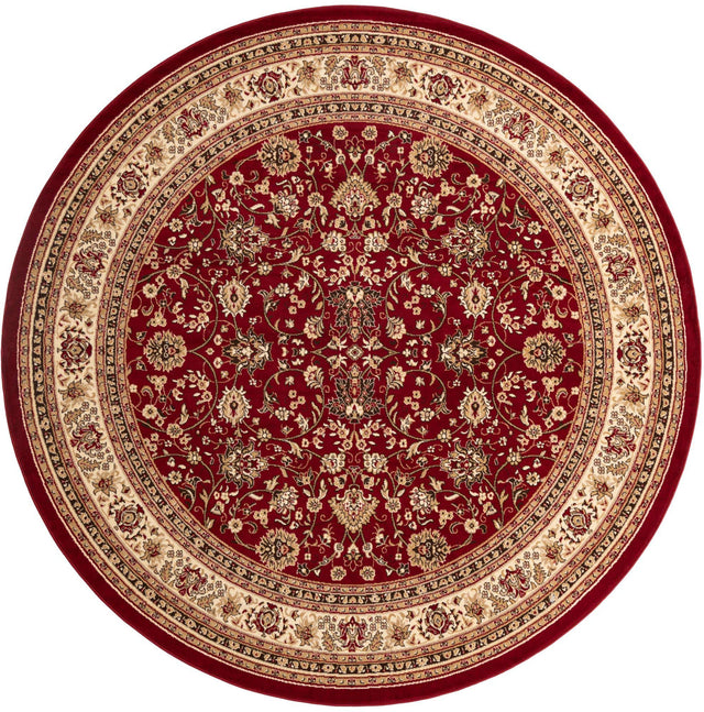 Burgundy 10' x 10' Sialk Hill Round Area Rug 100% Polypropylene Durable Easy Clean Classic Traditional Design Carpet for Interior Design for Sale at Rug Engine