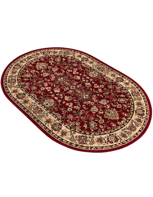 Burgundy 4' 1 x 6' 1 Sialk Hill Oval Area Rug 100% Polypropylene Durable Easy Clean Classic Traditional Design Carpet for Interior Design for Sale at Rug Engine