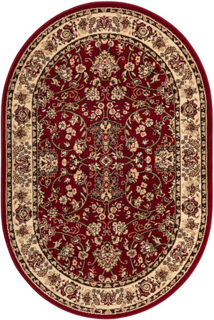 Burgundy 4' 1 x 6' 1 Sialk Hill Oval Area Rug 100% Polypropylene Durable Easy Clean Classic Traditional Design Carpet for Interior Design for Sale at Rug Engine