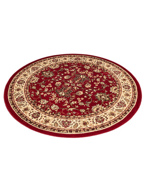 Burgundy 6' 1 x 6' 1 Sialk Hill Round Area Rug 100% Polypropylene Durable Easy Clean Classic Traditional Design Carpet for Interior Design for Sale at Rug Engine
