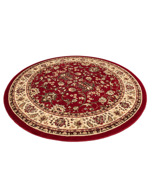 Burgundy 6' 1 x 6' 1 Sialk Hill Round Area Rug 100% Polypropylene Durable Easy Clean Classic Traditional Design Carpet for Interior Design for Sale at Rug Engine