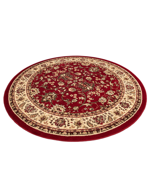 Burgundy 6' 1 x 6' 1 Sialk Hill Round Area Rug 100% Polypropylene Durable Easy Clean Classic Traditional Design Carpet for Interior Design for Sale at Rug Engine