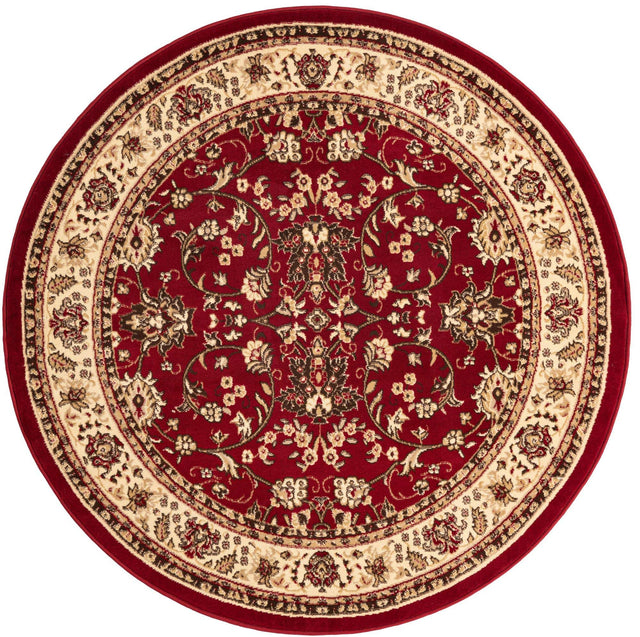Burgundy 6' 1 x 6' 1 Sialk Hill Round Area Rug 100% Polypropylene Durable Easy Clean Classic Traditional Design Carpet for Interior Design for Sale at Rug Engine