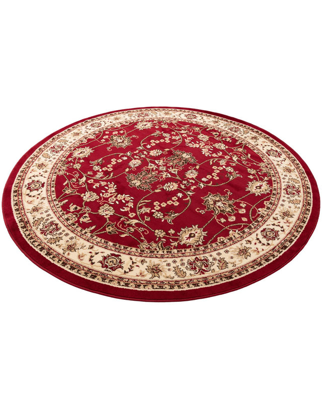 Burgundy 7' 1 x 7' 1 Sialk Hill Round Area Rug 100% Polypropylene Durable Easy Clean Classic Traditional Design Carpet for Interior Design for Sale at Rug Engine