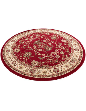 Burgundy 7' 1 x 7' 1 Sialk Hill Round Area Rug 100% Polypropylene Durable Easy Clean Classic Traditional Design Carpet for Interior Design for Sale at Rug Engine