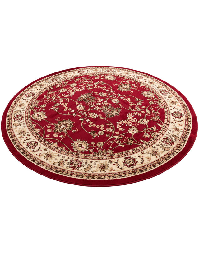 Burgundy 7' 1 x 7' 1 Sialk Hill Round Area Rug 100% Polypropylene Durable Easy Clean Classic Traditional Design Carpet for Interior Design for Sale at Rug Engine