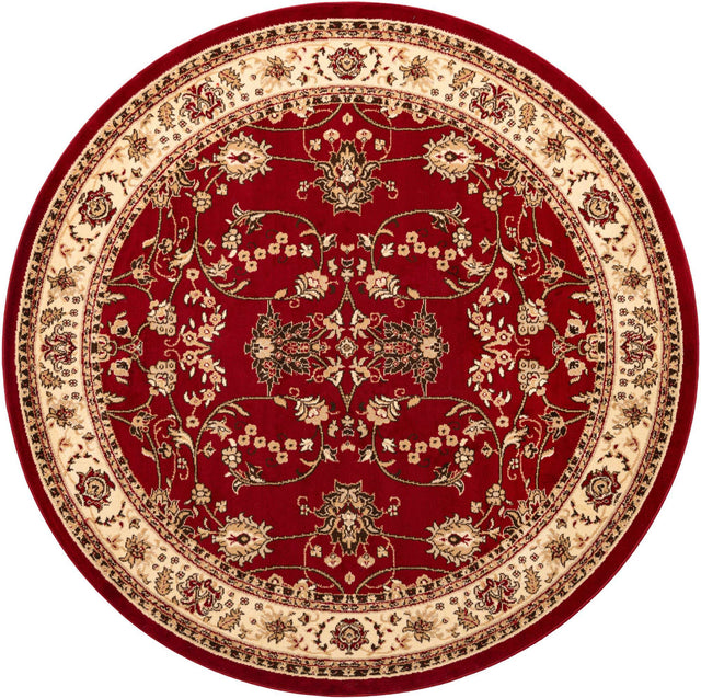 Burgundy 7' 1 x 7' 1 Sialk Hill Round Area Rug 100% Polypropylene Durable Easy Clean Classic Traditional Design Carpet for Interior Design for Sale at Rug Engine