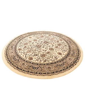 Ivory 10' x 10' Sialk Hill Round Area Rug 100% Polypropylene Durable Easy Clean Classic Traditional Design Carpet for Interior Design for Sale at Rug Engine