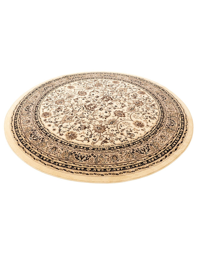 Ivory 10' x 10' Sialk Hill Round Area Rug 100% Polypropylene Durable Easy Clean Classic Traditional Design Carpet for Interior Design for Sale at Rug Engine
