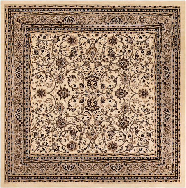 Ivory 10' x 10' Sialk Hill Square Area Rug 100% Polypropylene Durable Easy Clean Classic Traditional Design Carpet for Interior Design for Sale at Rug Engine