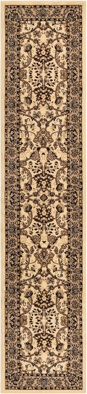 Ivory 2' 7 x 12' Sialk Hill Runner Area Rug 100% Polypropylene Durable Easy Clean Classic Traditional Design Carpet for Interior Design for Sale at Rug Engine