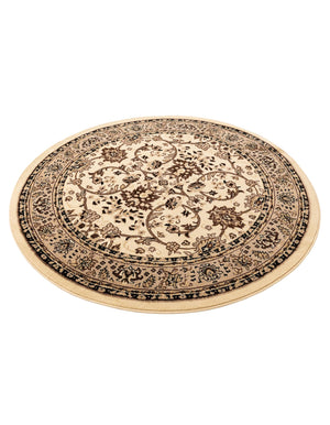 Ivory 6' 1 x 6' 1 Sialk Hill Round Area Rug 100% Polypropylene Durable Easy Clean Classic Traditional Design Carpet for Interior Design for Sale at Rug Engine