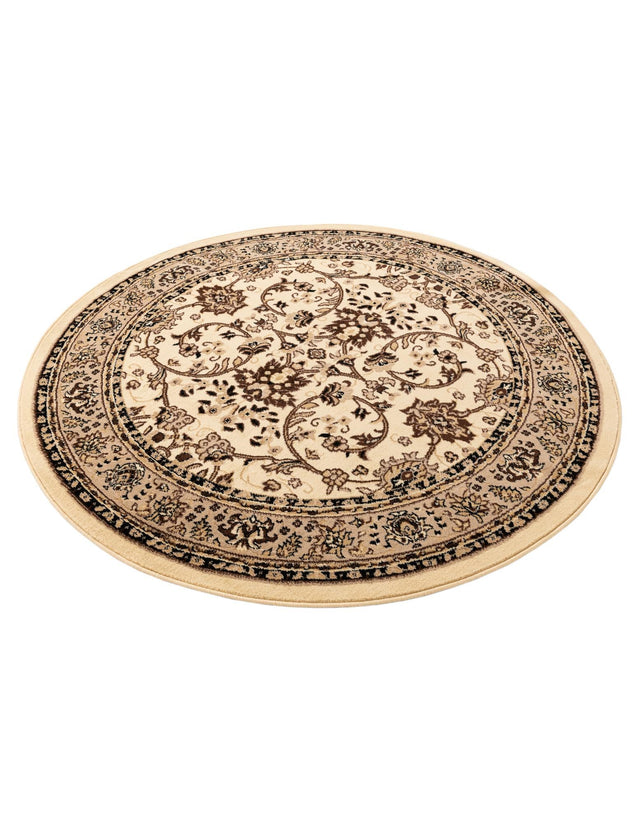 Ivory 6' 1 x 6' 1 Sialk Hill Round Area Rug 100% Polypropylene Durable Easy Clean Classic Traditional Design Carpet for Interior Design for Sale at Rug Engine