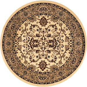 Ivory 6' 1 x 6' 1 Sialk Hill Round Area Rug 100% Polypropylene Durable Easy Clean Classic Traditional Design Carpet for Interior Design for Sale at Rug Engine