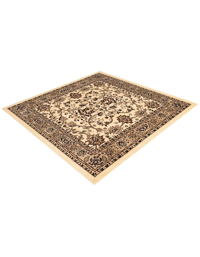 Ivory 6' 1 x 6' 1 Sialk Hill Square Area Rug 100% Polypropylene Durable Easy Clean Classic Traditional Design Carpet for Interior Design for Sale at Rug Engine