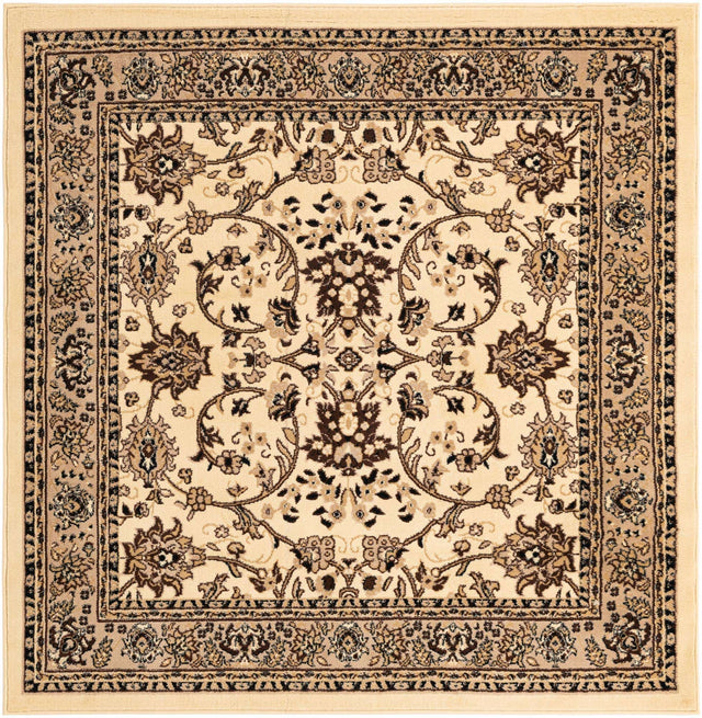 Ivory 6' 1 x 6' 1 Sialk Hill Square Area Rug 100% Polypropylene Durable Easy Clean Classic Traditional Design Carpet for Interior Design for Sale at Rug Engine