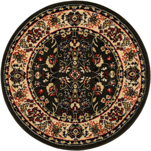 Green 3' 1 x 3' 1 Sialk Hill Round Area Rug 100% Polypropylene Durable Easy Clean Classic Traditional Design Carpet for Interior Design for Sale at Rug Engine