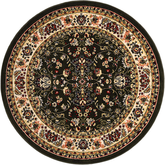 Green 5' 3 x 5' 3 Sialk Hill Round Area Rug 100% Polypropylene Durable Easy Clean Classic Traditional Design Carpet for Interior Design for Sale at Rug Engine