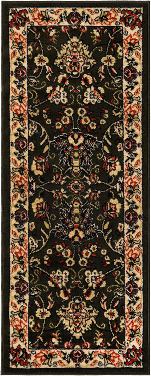 Green 2' x 5' 3 Sialk Hill Runner Area Rug 100% Polypropylene Durable Easy Clean Classic Traditional Design Carpet for Interior Design for Sale at Rug Engine