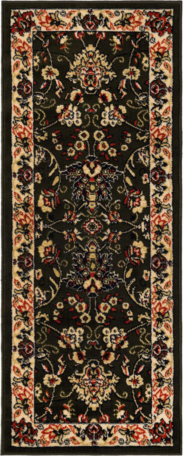 Green 2' x 5' 3 Sialk Hill Runner Area Rug 100% Polypropylene Durable Easy Clean Classic Traditional Design Carpet for Interior Design for Sale at Rug Engine