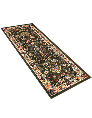 Green 2' x 6' 1 Sialk Hill Runner Area Rug 100% Polypropylene Durable Easy Clean Classic Traditional Design Carpet for Interior Design for Sale at Rug Engine