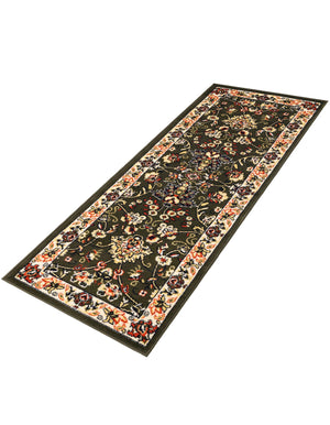 Green 2' x 6' 1 Sialk Hill Runner Area Rug 100% Polypropylene Durable Easy Clean Classic Traditional Design Carpet for Interior Design for Sale at Rug Engine