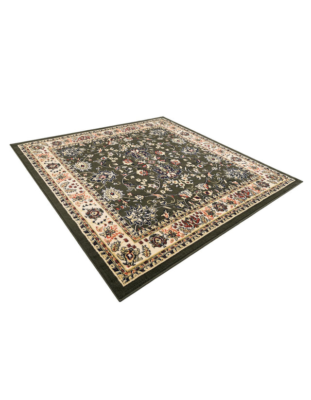 Green 6' 1 x 6' 1 Sialk Hill Square Area Rug 100% Polypropylene Durable Easy Clean Classic Traditional Design Carpet for Interior Design for Sale at Rug Engine