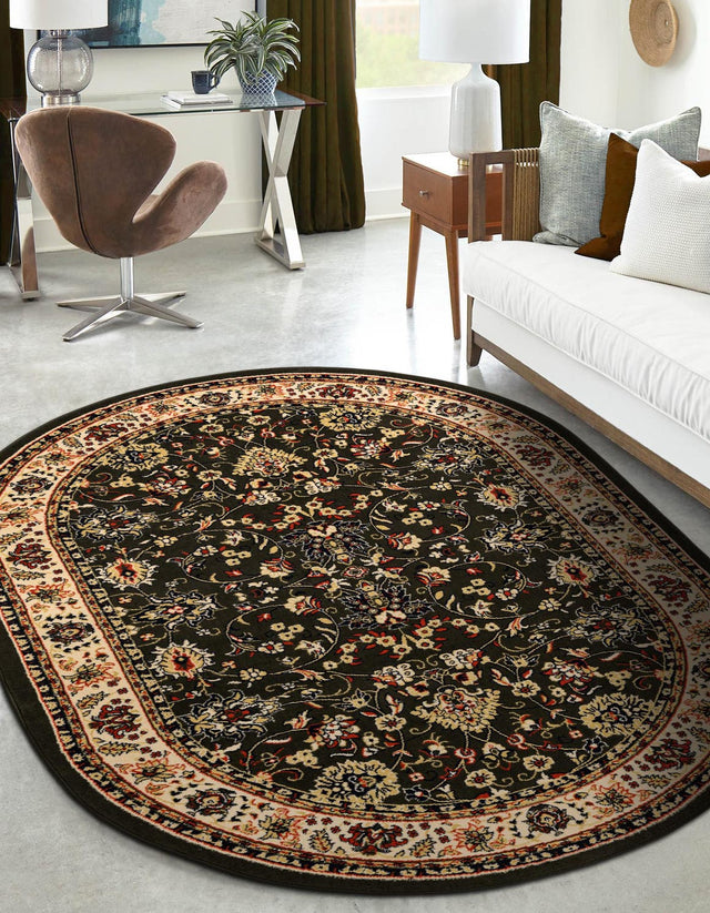 Green 6' 1 x 9' Sialk Hill Oval Area Rug 100% Polypropylene Durable Easy Clean Classic Traditional Design Carpet for Interior Design for Sale at Rug Engine