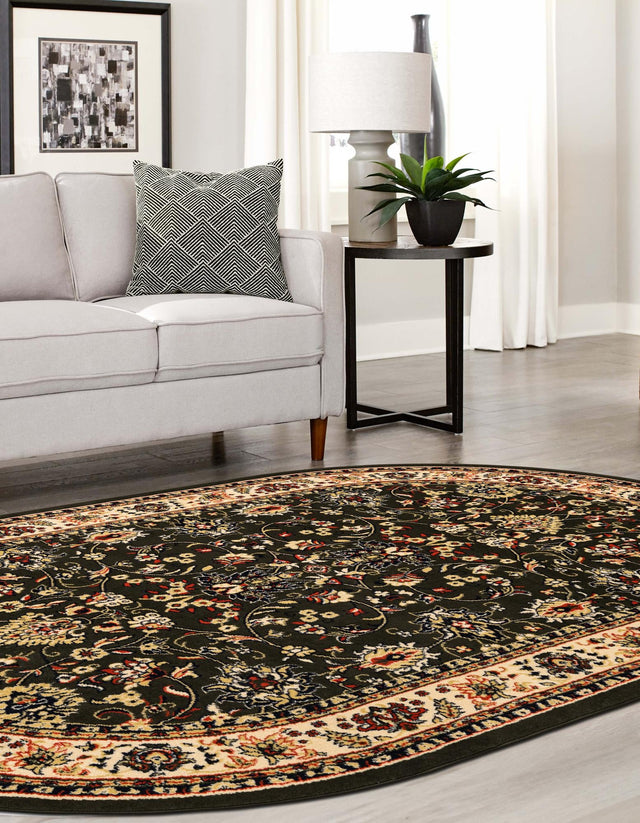 Green 6' 1 x 9' Sialk Hill Oval Area Rug 100% Polypropylene Durable Easy Clean Classic Traditional Design Carpet for Interior Design for Sale at Rug Engine