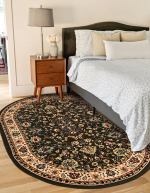 Green 6' 1 x 9' Sialk Hill Oval Area Rug 100% Polypropylene Durable Easy Clean Classic Traditional Design Carpet for Interior Design for Sale at Rug Engine