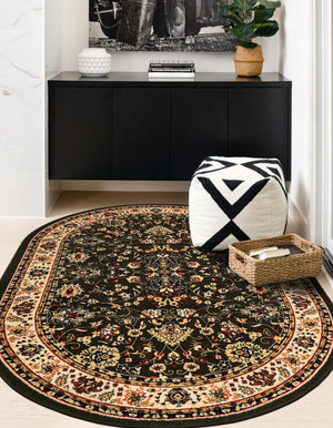 Green 6' 1 x 9' Sialk Hill Oval Area Rug 100% Polypropylene Durable Easy Clean Classic Traditional Design Carpet for Interior Design for Sale at Rug Engine