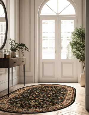 Green 6' 1 x 9' Sialk Hill Oval Area Rug 100% Polypropylene Durable Easy Clean Classic Traditional Design Carpet for Interior Design for Sale at Rug Engine