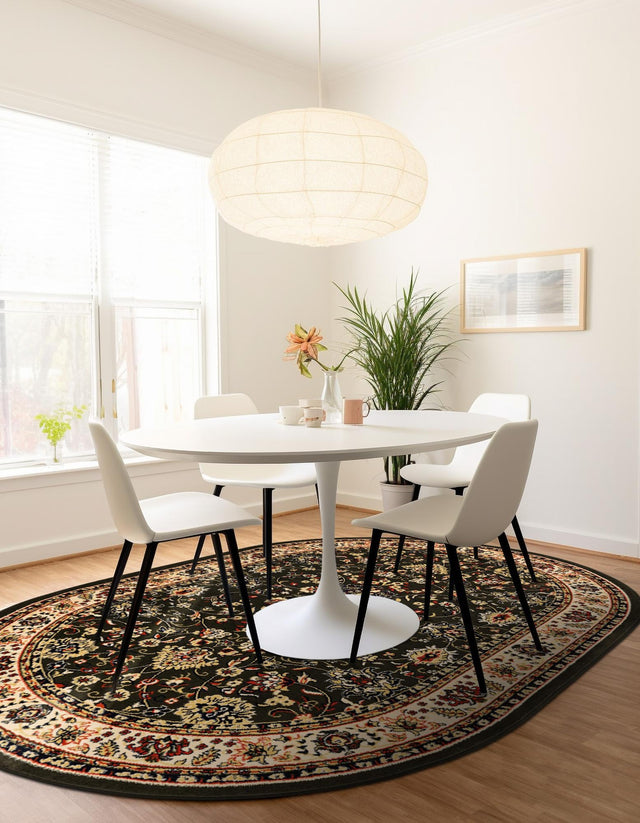 Green 6' 1 x 9' Sialk Hill Oval Area Rug 100% Polypropylene Durable Easy Clean Classic Traditional Design Carpet for Interior Design for Sale at Rug Engine