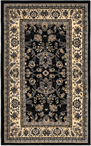 Black 3' 1 x 5' 3 Sialk Hill Rectangle Area Rug 100% Polypropylene Durable Easy Clean Classic Traditional Design Carpet for Interior Design for Sale at Rug Engine