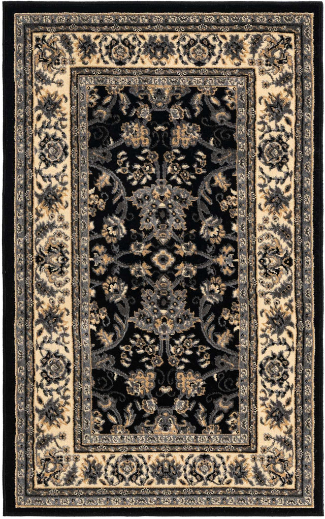 Black 3' 1 x 5' 3 Sialk Hill Rectangle Area Rug 100% Polypropylene Durable Easy Clean Classic Traditional Design Carpet for Interior Design for Sale at Rug Engine