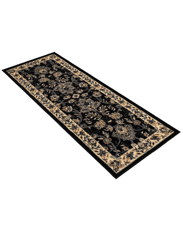 Black 2' x 5' 3 Sialk Hill Runner Area Rug 100% Polypropylene Durable Easy Clean Classic Traditional Design Carpet for Interior Design for Sale at Rug Engine