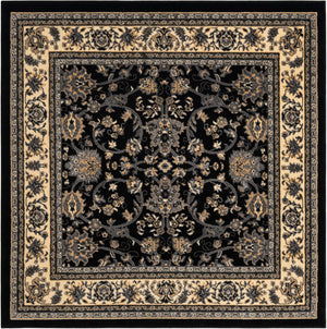 Black 5' 3 x 5' 3 Sialk Hill Square Area Rug 100% Polypropylene Durable Easy Clean Classic Traditional Design Carpet for Interior Design for Sale at Rug Engine