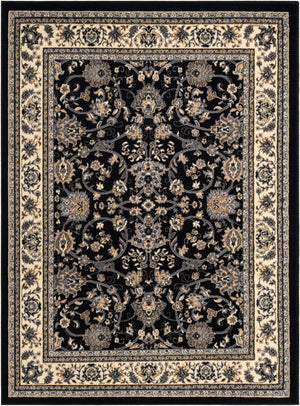 Black 5' 3 x 7' 1 Sialk Hill Rectangle Area Rug 100% Polypropylene Durable Easy Clean Classic Traditional Design Carpet for Interior Design for Sale at Rug Engine