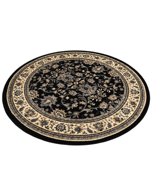 Black 6' 1 x 6' 1 Sialk Hill Round Area Rug 100% Polypropylene Durable Easy Clean Classic Traditional Design Carpet for Interior Design for Sale at Rug Engine