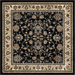 Black 6' 1 x 6' 1 Sialk Hill Square Area Rug 100% Polypropylene Durable Easy Clean Classic Traditional Design Carpet for Interior Design for Sale at Rug Engine