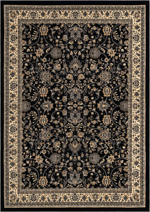 Black 7' 10 x 11' Sialk Hill Rectangle Area Rug 100% Polypropylene Durable Easy Clean Classic Traditional Design Carpet for Interior Design for Sale at Rug Engine