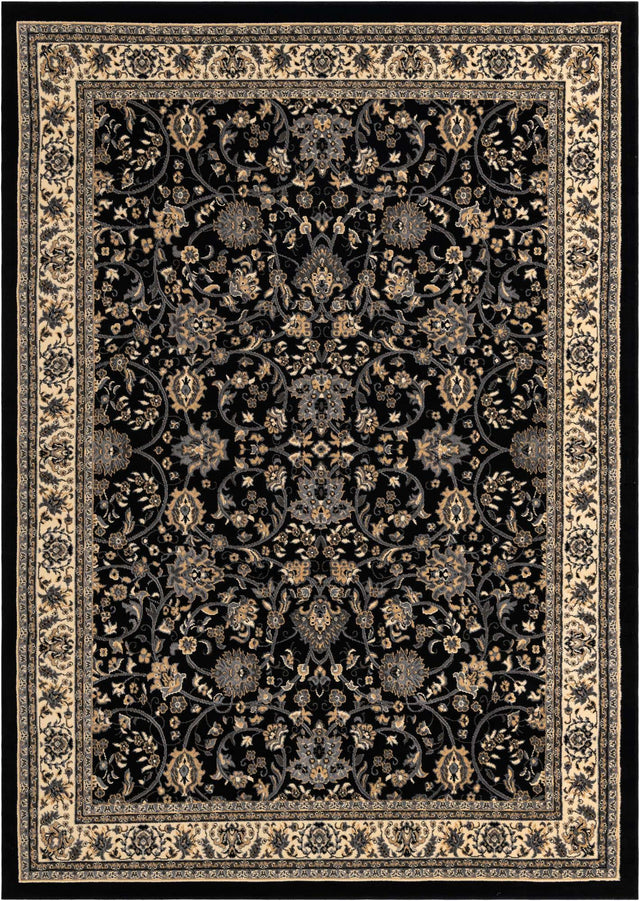 Black 7' 10 x 11' Sialk Hill Rectangle Area Rug 100% Polypropylene Durable Easy Clean Classic Traditional Design Carpet for Interior Design for Sale at Rug Engine