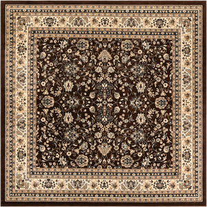 Brown 10' x 10' Sialk Hill Square Area Rug 100% Polypropylene Durable Easy Clean Classic Traditional Design Carpet for Interior Design for Sale at Rug Engine