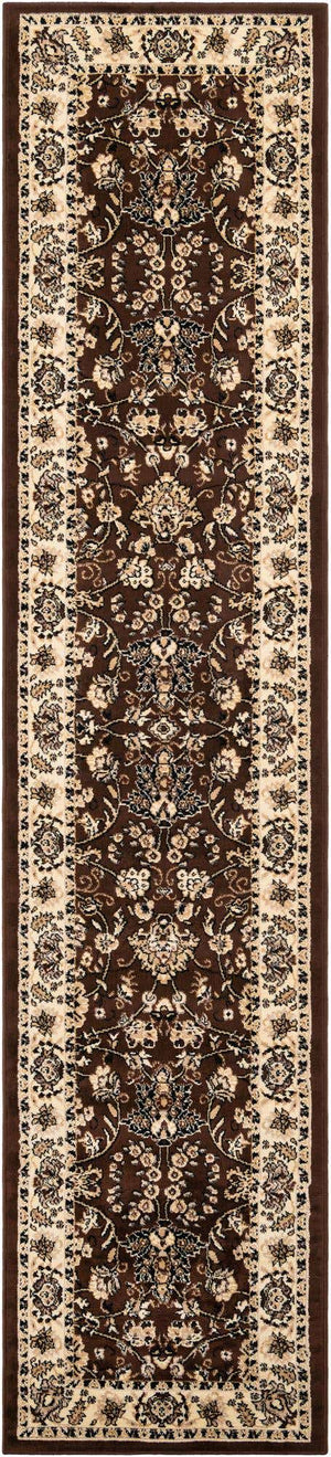 Brown 2' 7 x 12' Sialk Hill Runner Area Rug 100% Polypropylene Durable Easy Clean Classic Traditional Design Carpet for Interior Design for Sale at Rug Engine