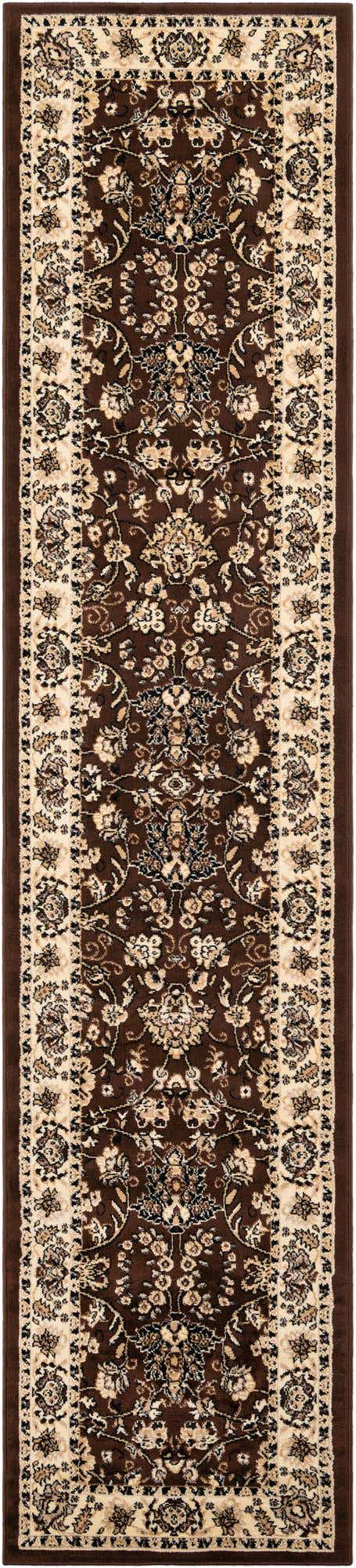 Brown 2' 7 x 12' Sialk Hill Runner Area Rug 100% Polypropylene Durable Easy Clean Classic Traditional Design Carpet for Interior Design for Sale at Rug Engine