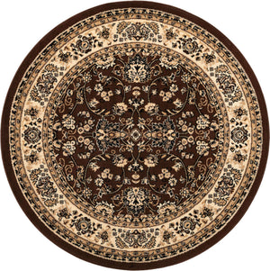 Brown 5' 3 x 5' 3 Sialk Hill Round Area Rug 100% Polypropylene Durable Easy Clean Classic Traditional Design Carpet for Interior Design for Sale at Rug Engine