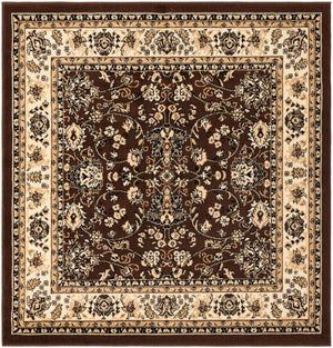 Brown 5' 3 x 5' 3 Sialk Hill Square Area Rug 100% Polypropylene Durable Easy Clean Classic Traditional Design Carpet for Interior Design for Sale at Rug Engine