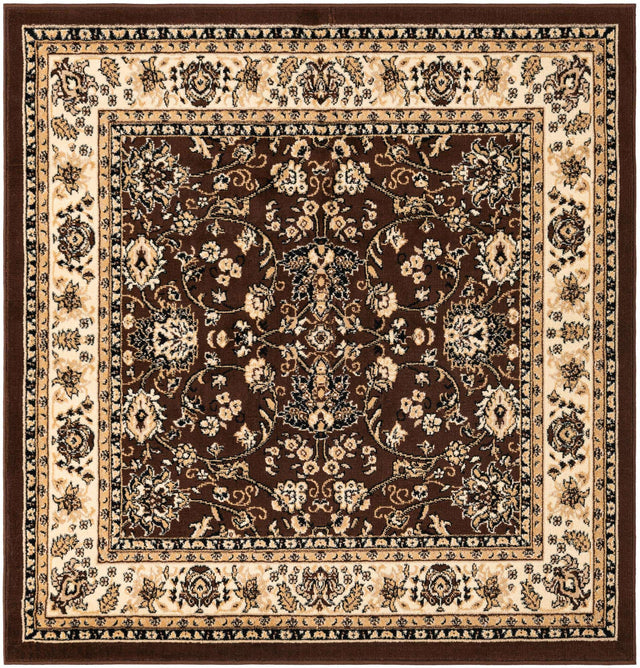 Brown 5' 3 x 5' 3 Sialk Hill Square Area Rug 100% Polypropylene Durable Easy Clean Classic Traditional Design Carpet for Interior Design for Sale at Rug Engine