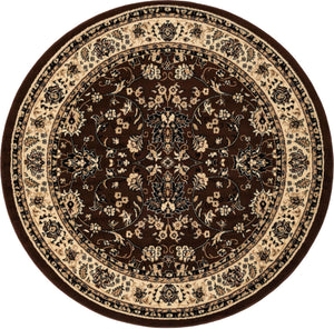 Brown 6' 1 x 6' 1 Sialk Hill Round Area Rug 100% Polypropylene Durable Easy Clean Classic Traditional Design Carpet for Interior Design for Sale at Rug Engine