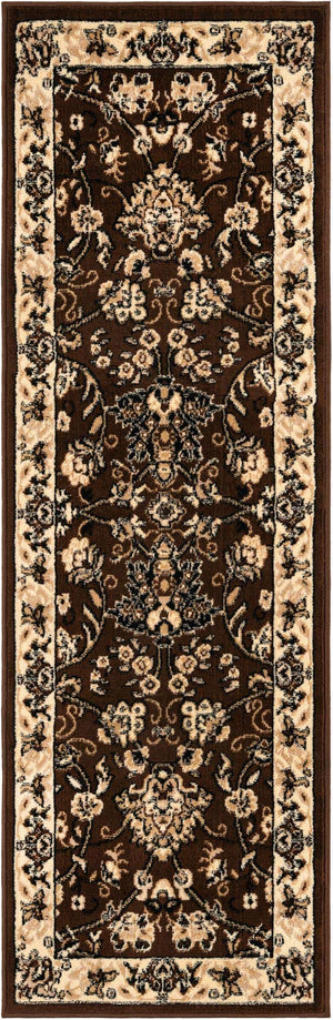 Brown 2' x 6' 1 Sialk Hill Runner Area Rug 100% Polypropylene Durable Easy Clean Classic Traditional Design Carpet for Interior Design for Sale at Rug Engine